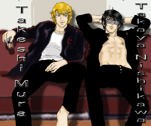 i personaggi maschili takeshi mura e takaya nishikawa